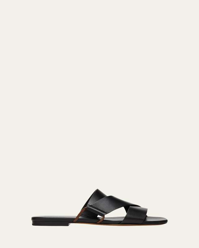Dylan Asymmetrical Leather Flat Sandals